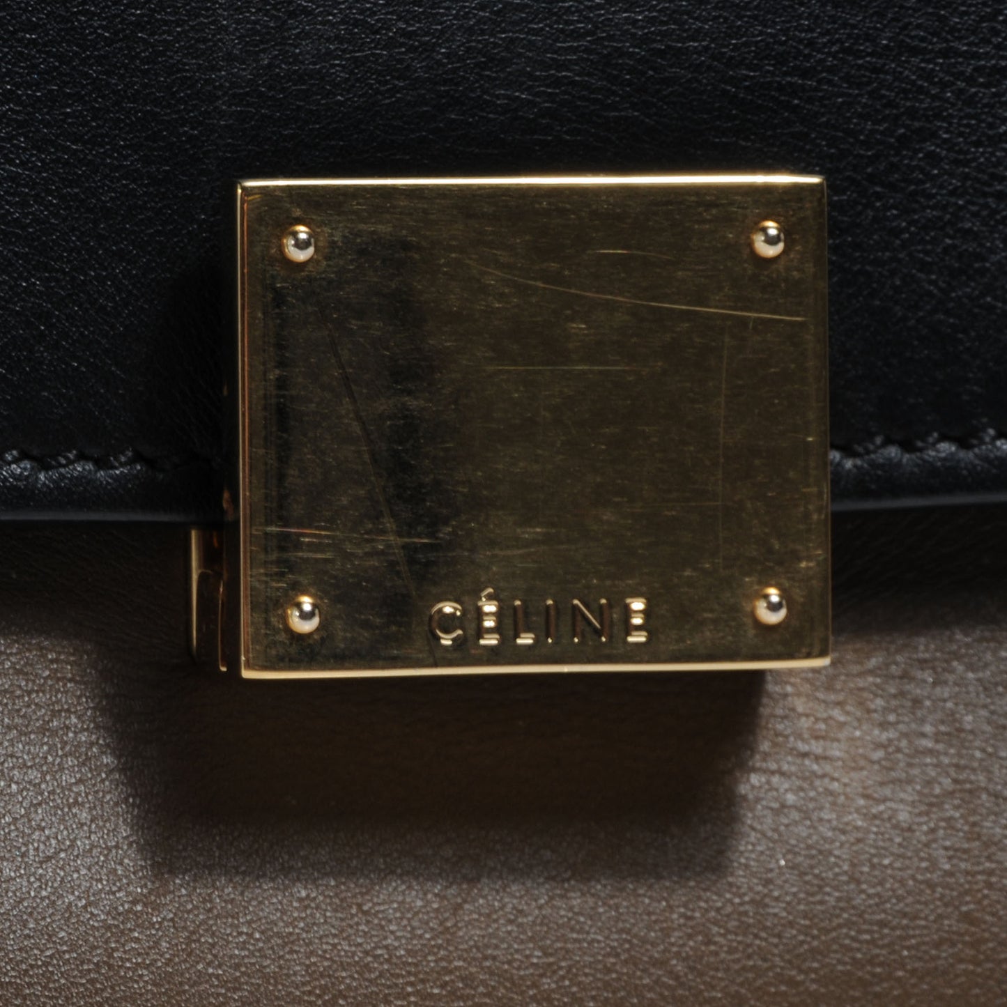 Calfskin and Suede Large Tri-Color Trapeze Black Brown Beige
