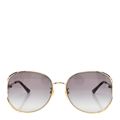 Gucci Oversized Round Frame GG0650S Sunglasses Gold 2 of 6