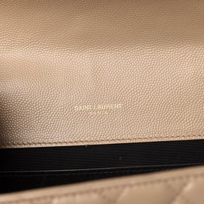 Saint Laurent Grain De Poudre Textured Mixed Matelasse Medium Triquilt Monogram Satchel Dark Beige 7 of 11