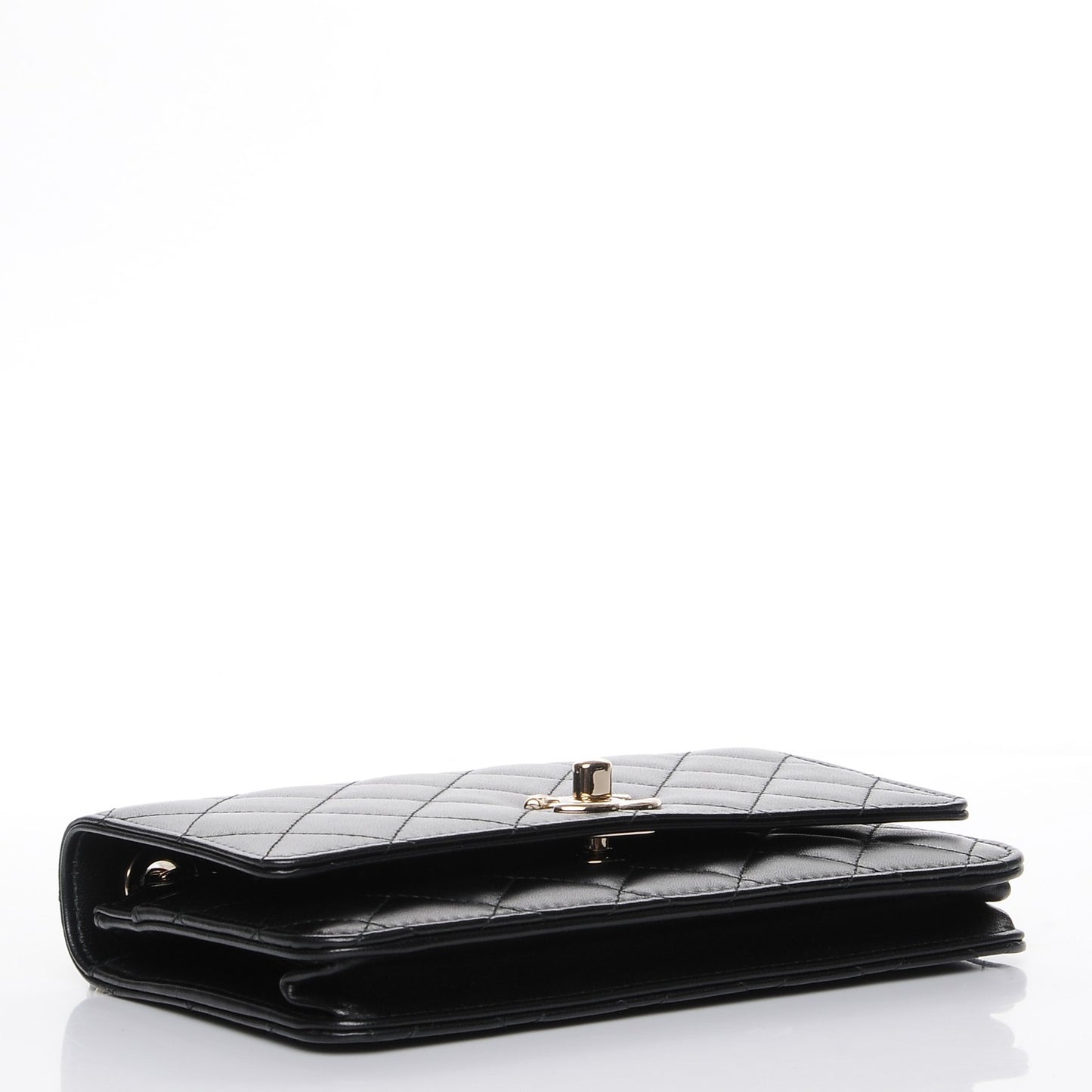 Lambskin Quilted Trendy CC Wallet On Chain WOC Black