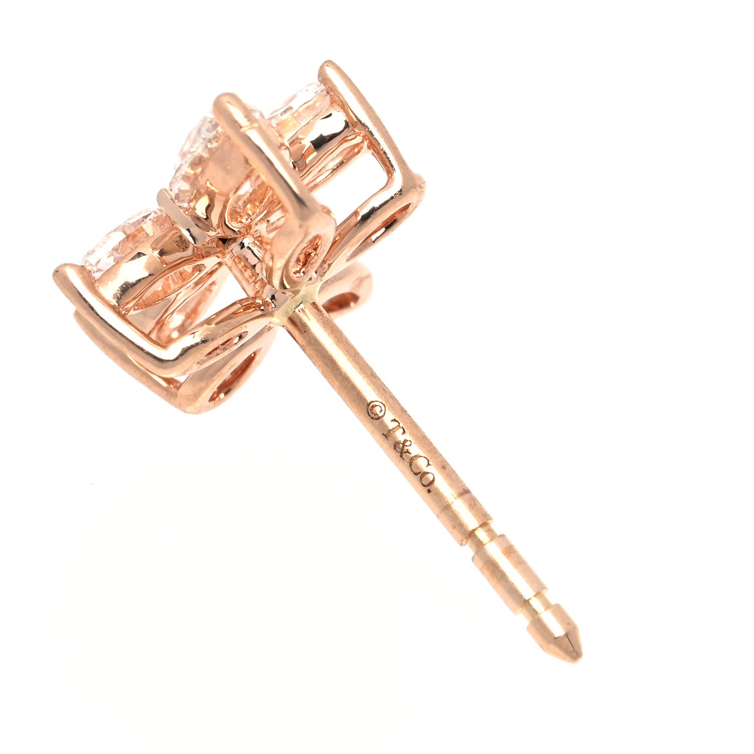 Tiffany 18K Rose Gold Diamond Medium Victoria Mixed Cluster Earrings 5 of 5