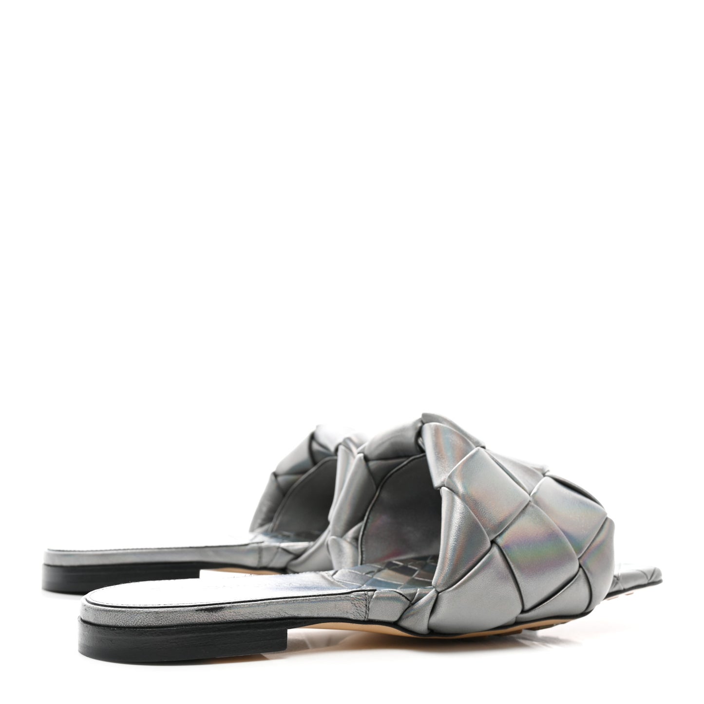 Nappa Maxi Intrecciato Lido Flat Sandals 38 Oyster