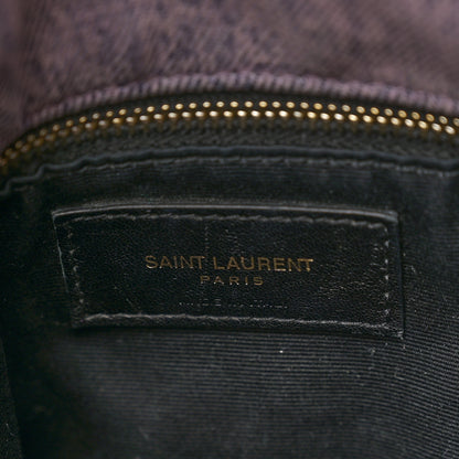 Saint Laurent Denim Quilted Medium Loulou Puffer Monogram Chain Satchel Bleached Lilac 6 of 11
