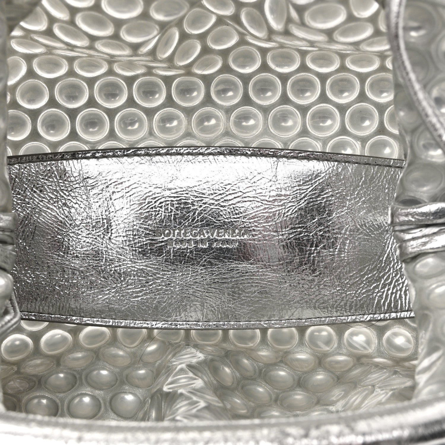 Bottega Veneta Metallic Fabric Bubble Wrap The Mini Pouch Silver 5 of 11