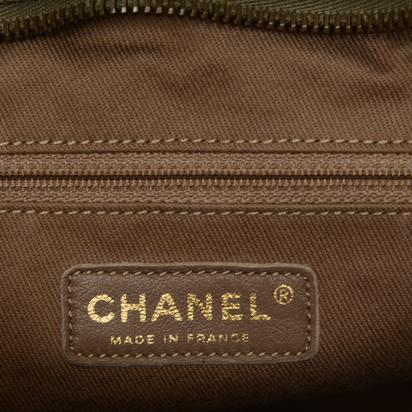 Crumpled Grained Calfskin Large Coco Pleats Tote Khaki