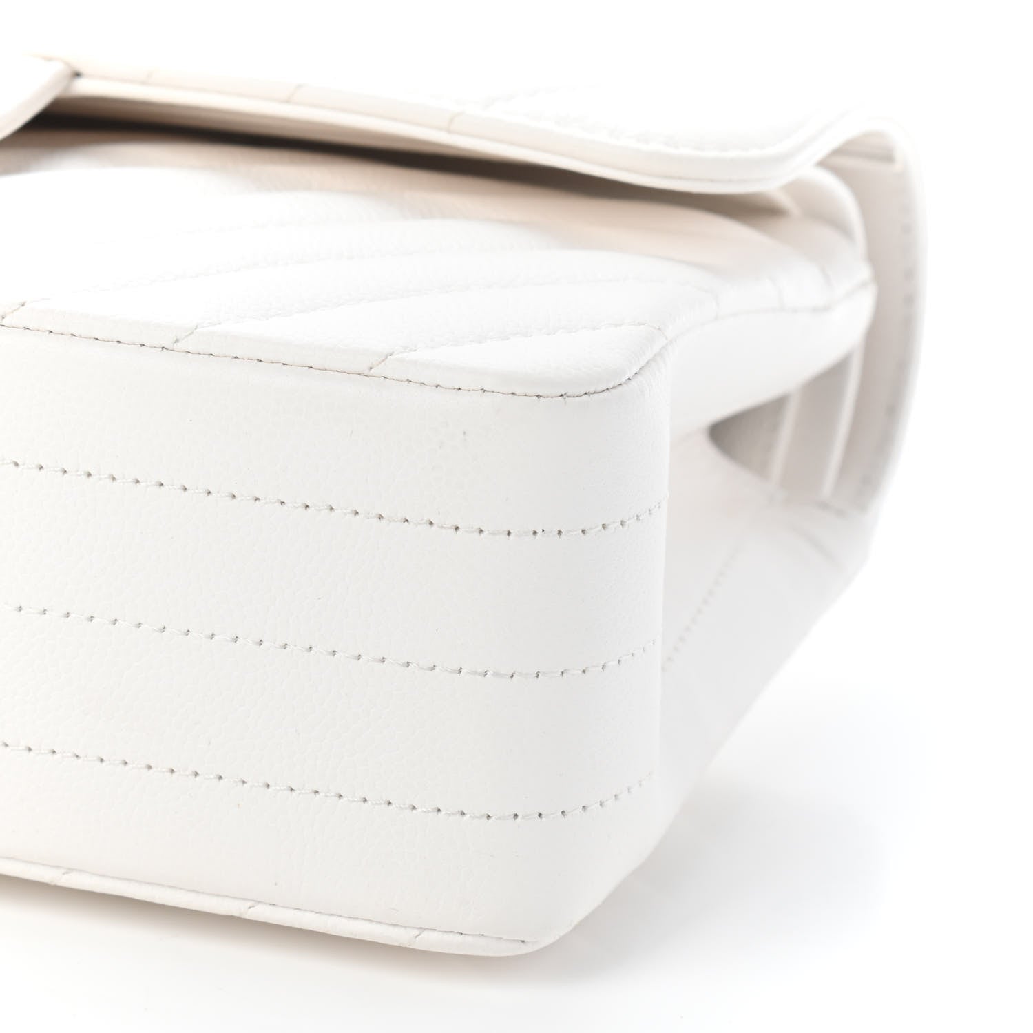 Chanel Caviar Chevron Quilted Small Double Flap White 9 of 9