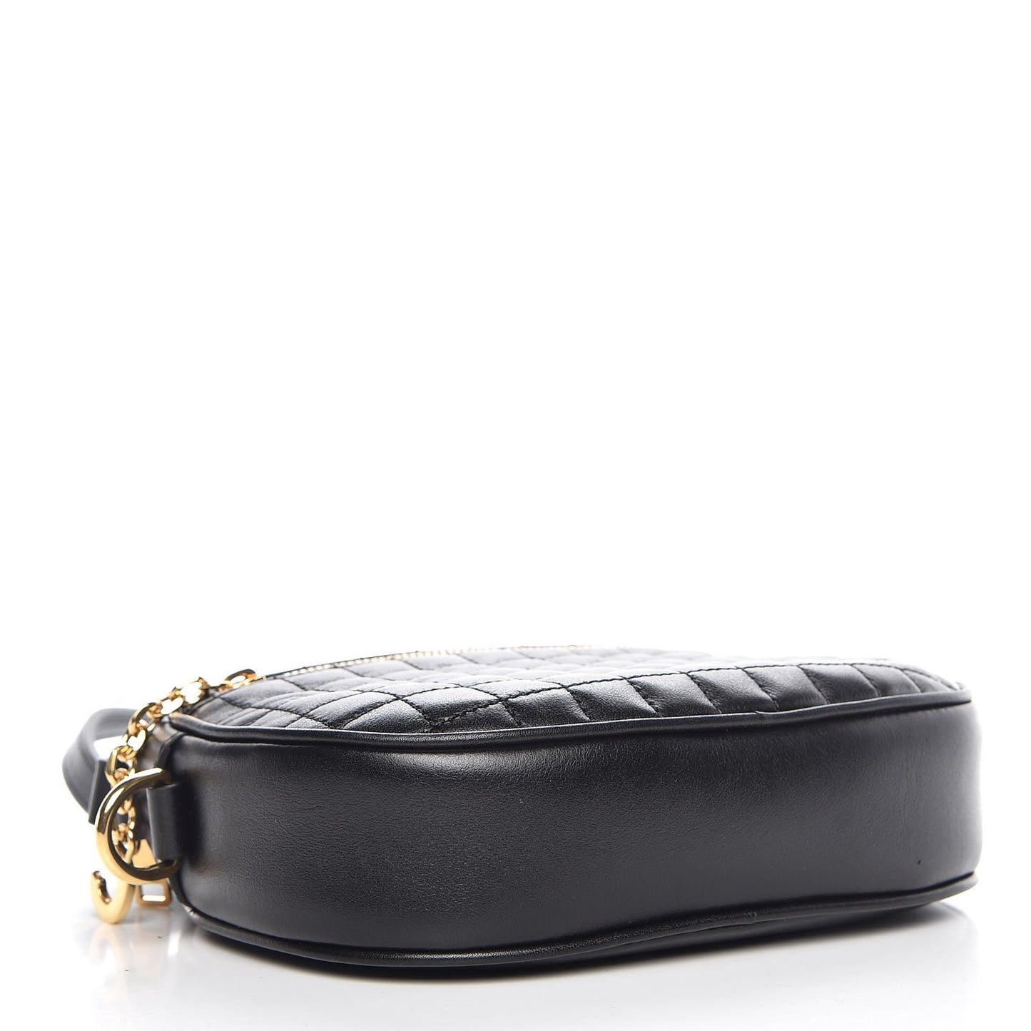Calfskin Quilted Small C Charm Bag Black