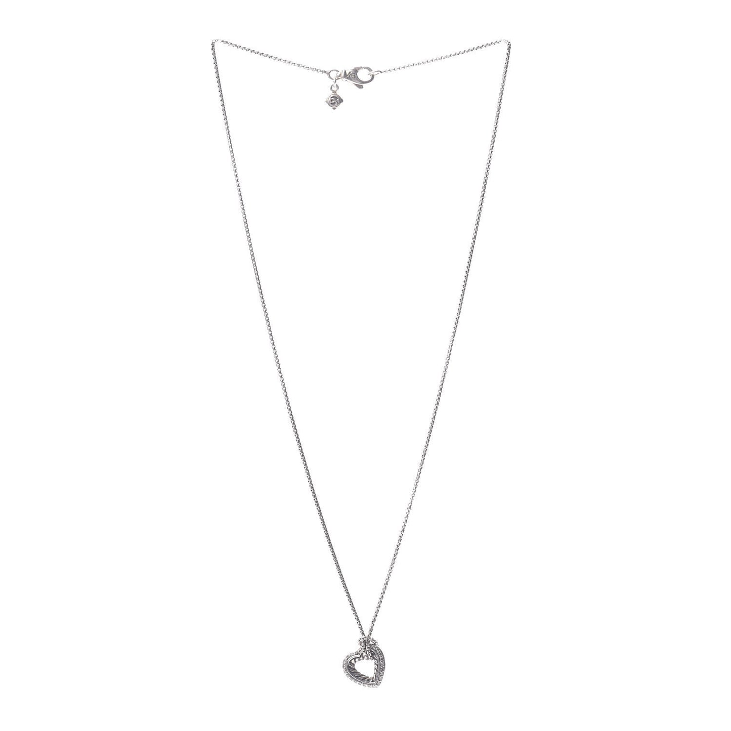 Sterling Silver Diamond Open Heart Cable Necklace