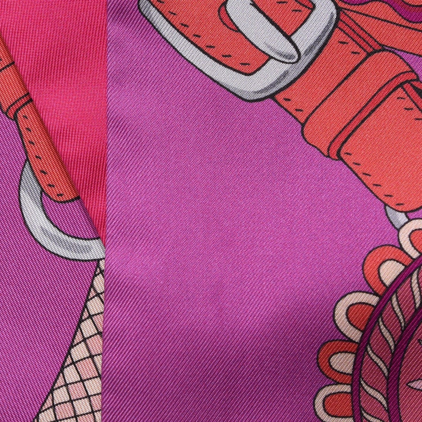 Silk Festival des Amazones Maxi Twilly Fuchsia Rose Indien Corail