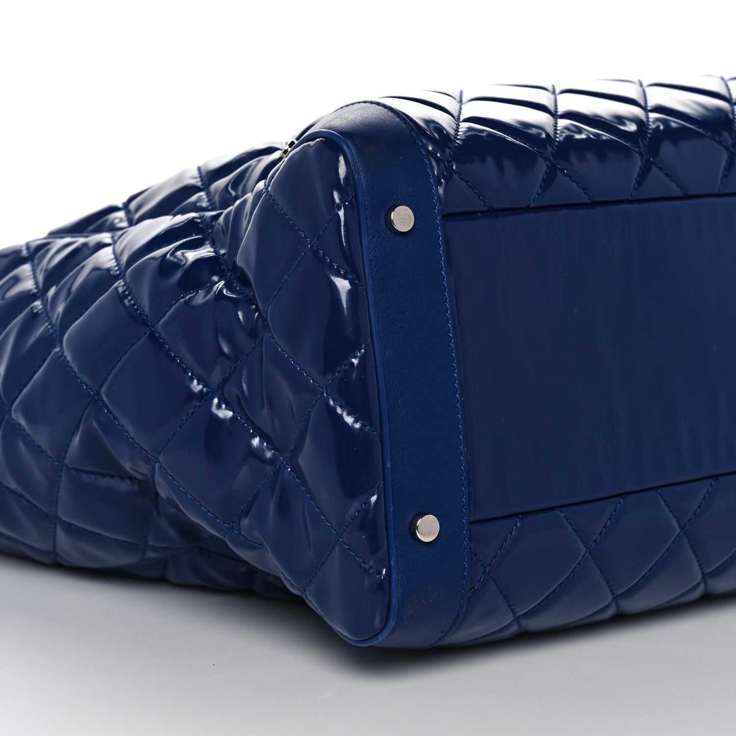 Patent Quilted Travel Bag Blue