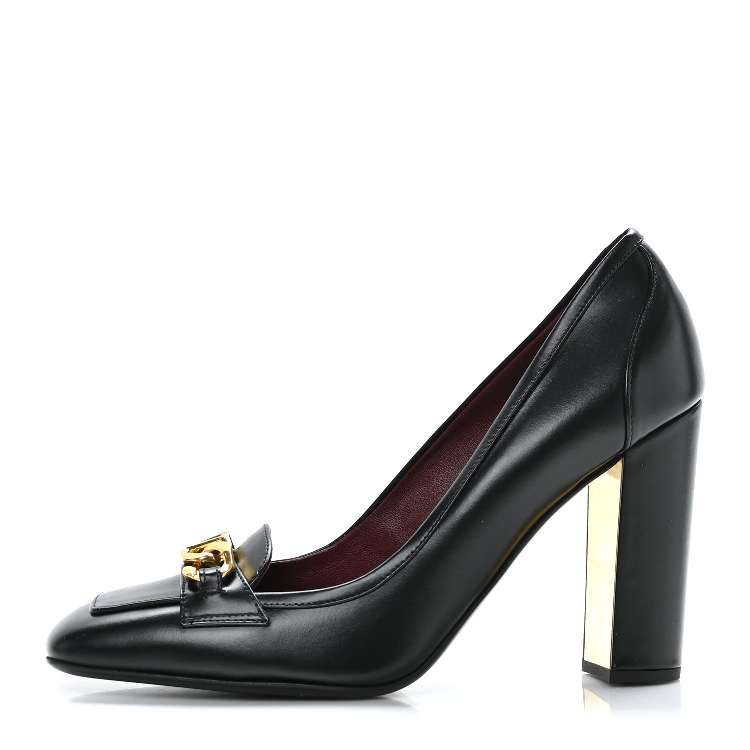 Valentino Garavani Calfskin VLogo Chain 95mm Loafer Pumps 38.5 Black 1 of 7