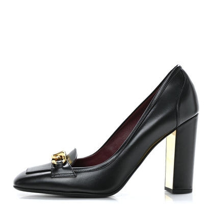 Valentino Garavani Calfskin VLogo Chain 95mm Loafer Pumps 38.5 Black 1 of 7
