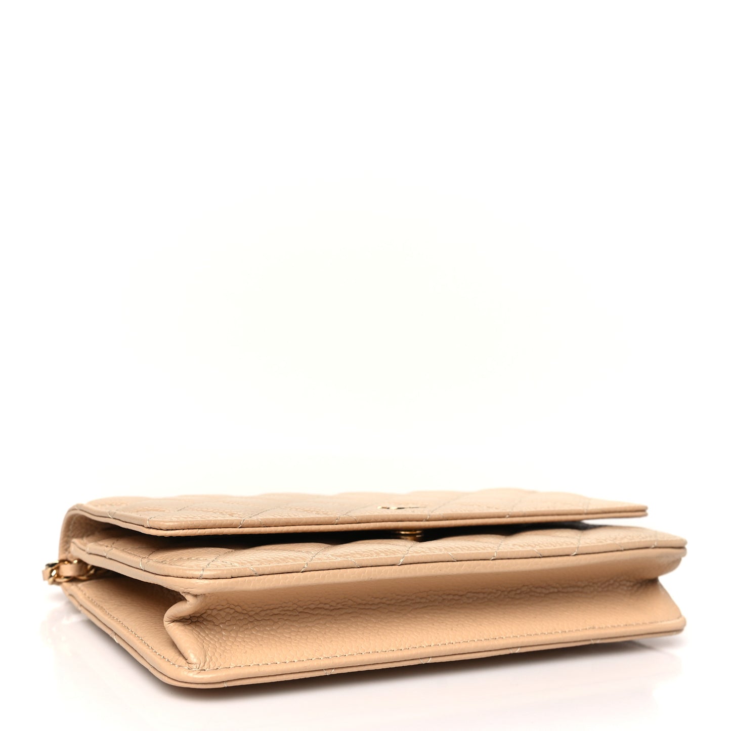 Caviar Quilted Wallet on Chain WOC Beige