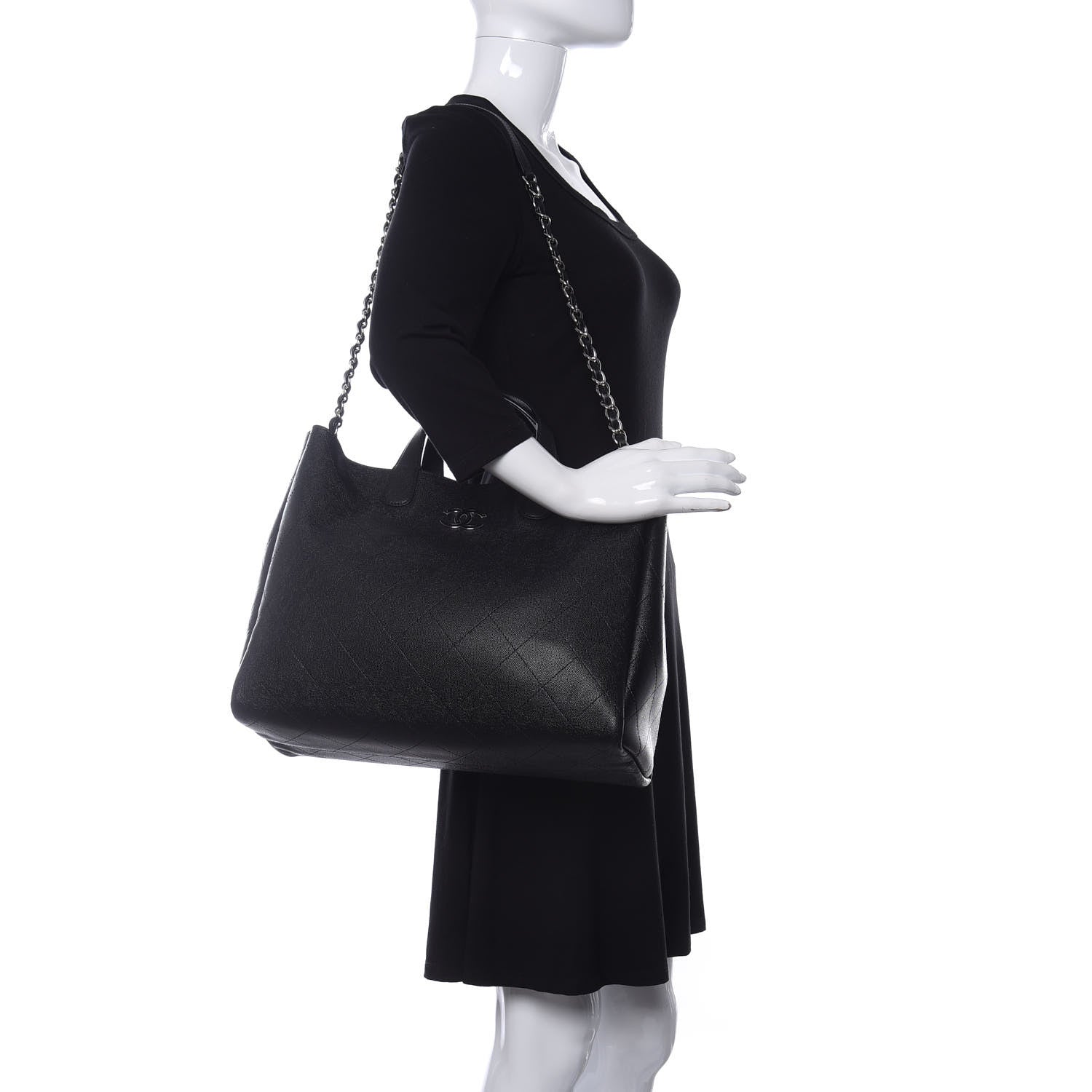 Chanel Caviar Stitched Large Shopping Tote Black 2 of 10