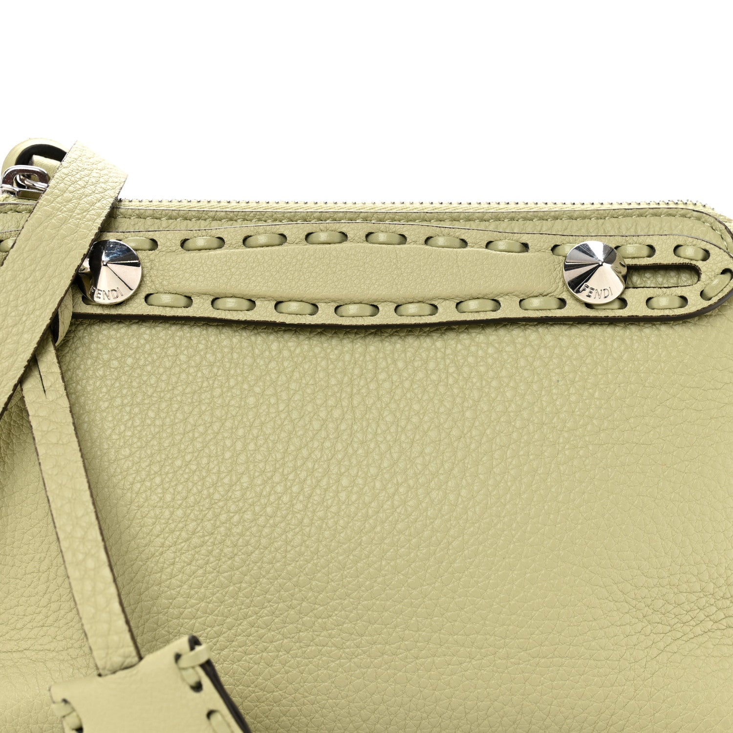 Fendi Cuoio Romano Selleria Sintetica Tape Stitch Mini By The Way Boston Bag Sage Green 7 of 9