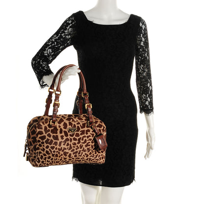 Prada Calf Hair Giraffe Print Tote Sabbia Moro 2 of 11
