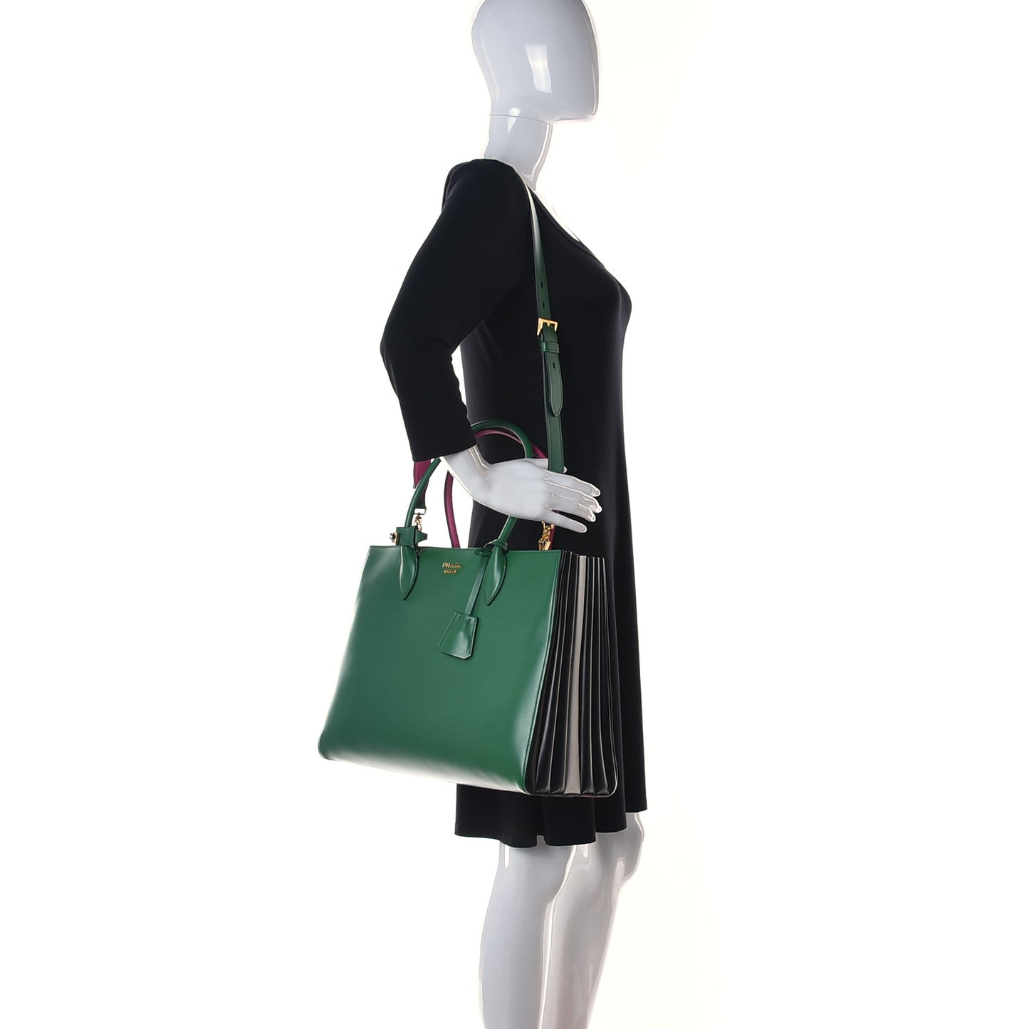 City Calfskin Medium Colorblock Bibliothèque Tote Green Pink