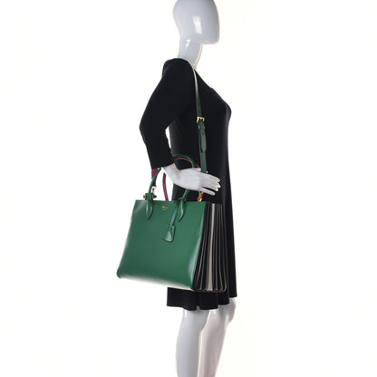 Prada City Calfskin Medium Colorblock Bibliothèque Tote Green Pink 2 of 9