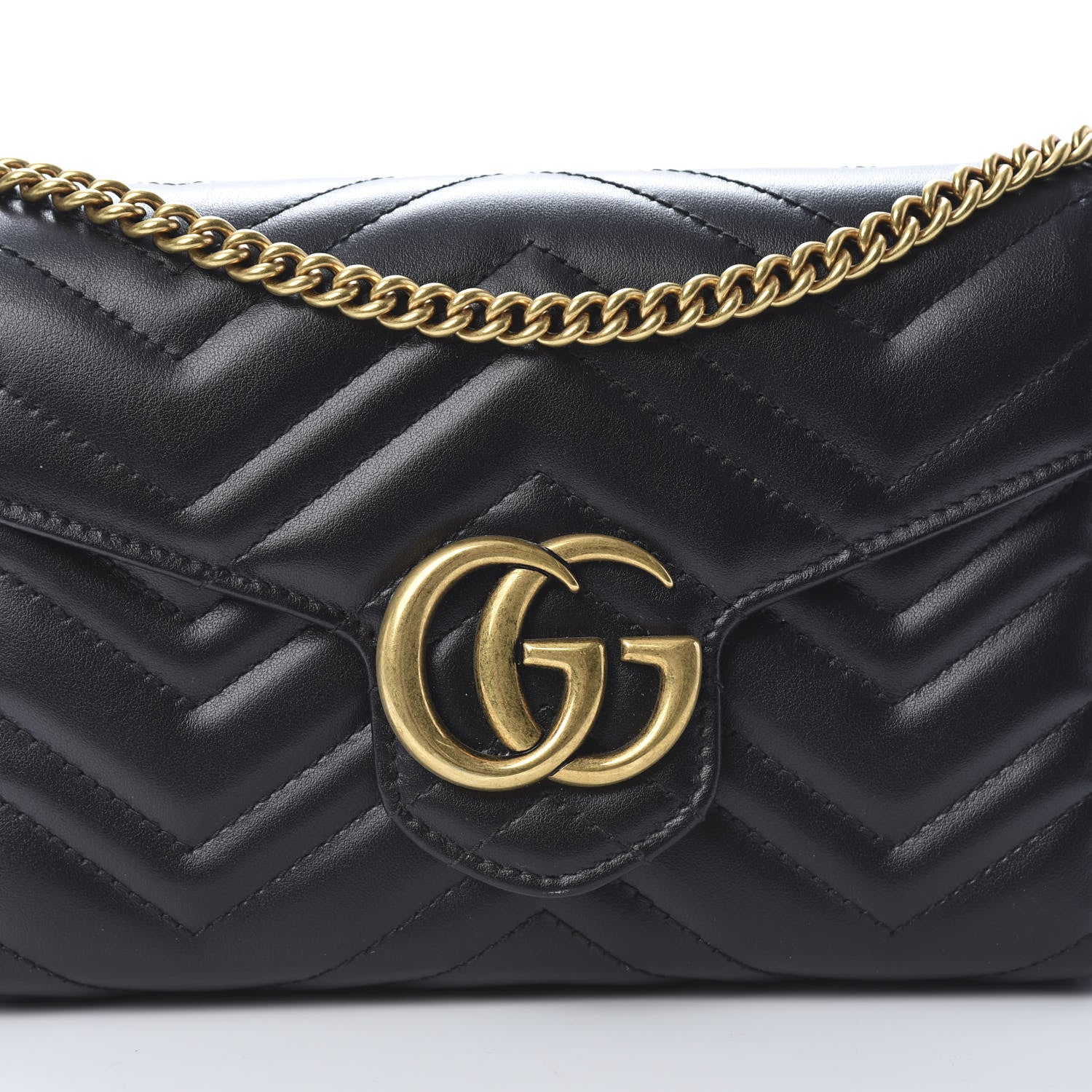 Gucci Calfskin Matelasse GG Marmont Chain Wallet Black 8 of 12
