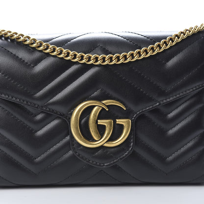 Gucci Calfskin Matelasse GG Marmont Chain Wallet Black 8 of 12