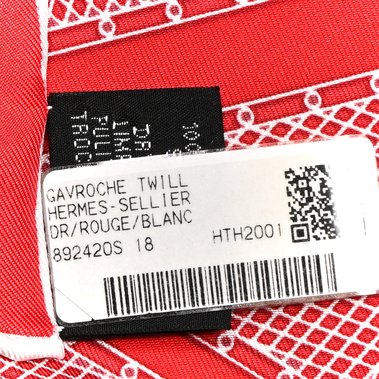 Hermes Silk Gavroche Sellier Pocket Square Scarf Rouge White 3 of 3