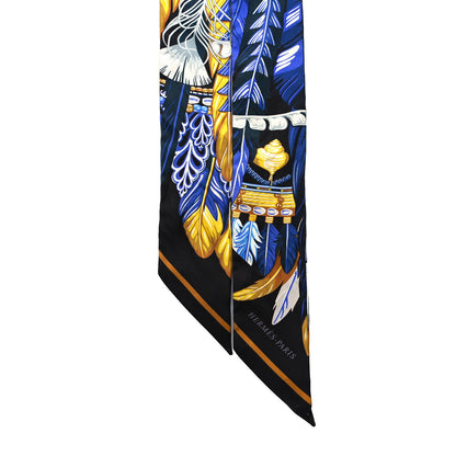 Hermes Silk La Danse Pacifique Twilly Bleu Nuit Jaune Vif 2 of 5
