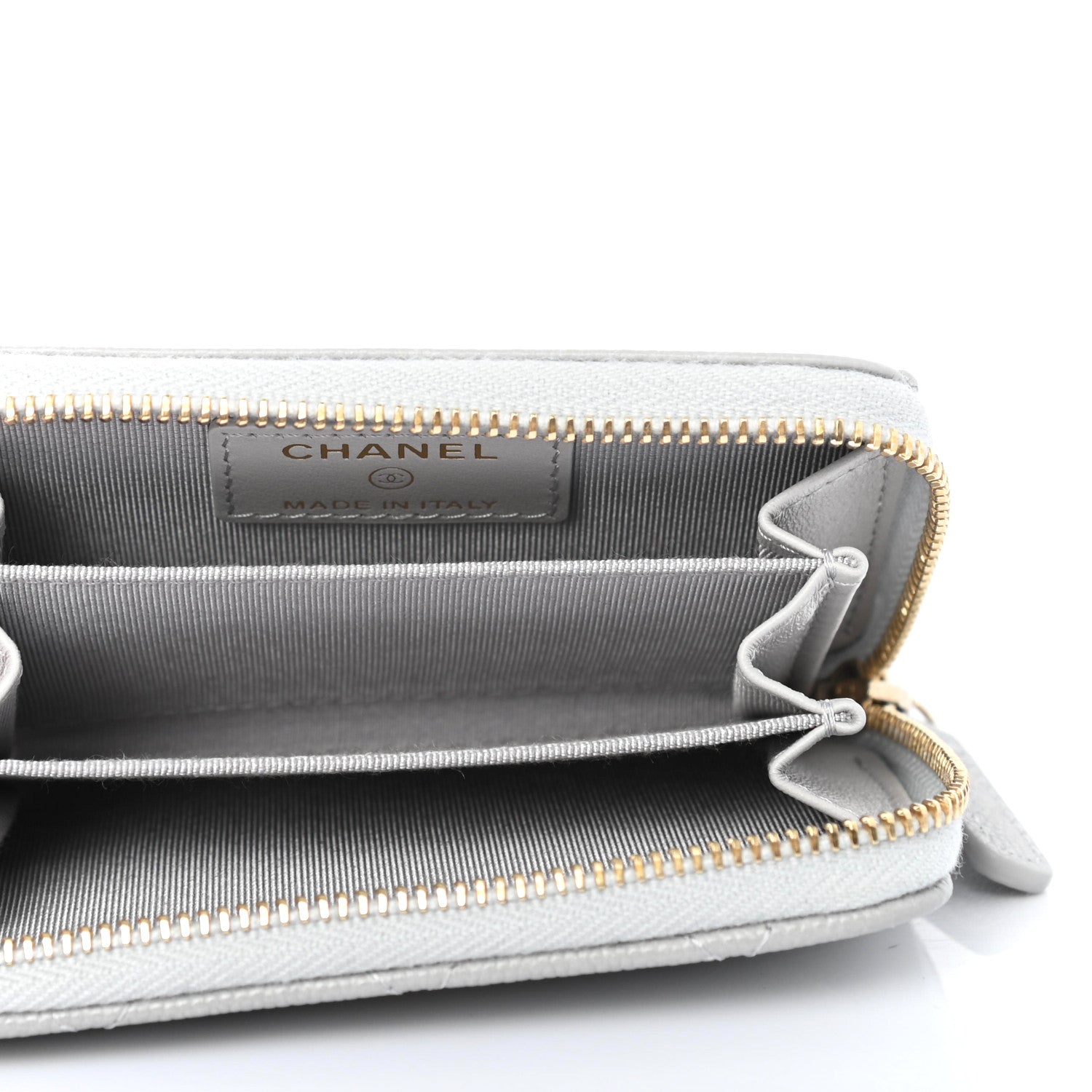 Chanel Caviar Quilted Zip Coin Purse Grey 4 of 5