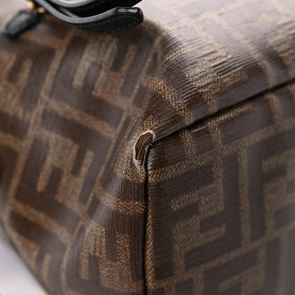 Fendi Glazed Fabric Vitello Century FF 1974 Stamp Patch Mini Backpack Mogano Panna Black 9 of 16