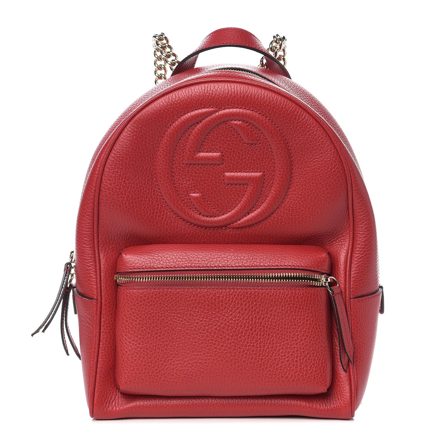 Gucci Pebbled Calfskin Soho Chain Backpack Red 1 of 10