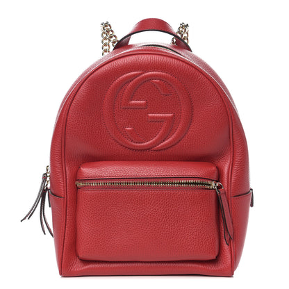 Gucci Pebbled Calfskin Soho Chain Backpack Red 1 of 10