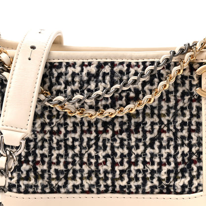 Chanel Tweed Calfskin Quilted Small Gabrielle Hobo Ivory Black 8 of 11