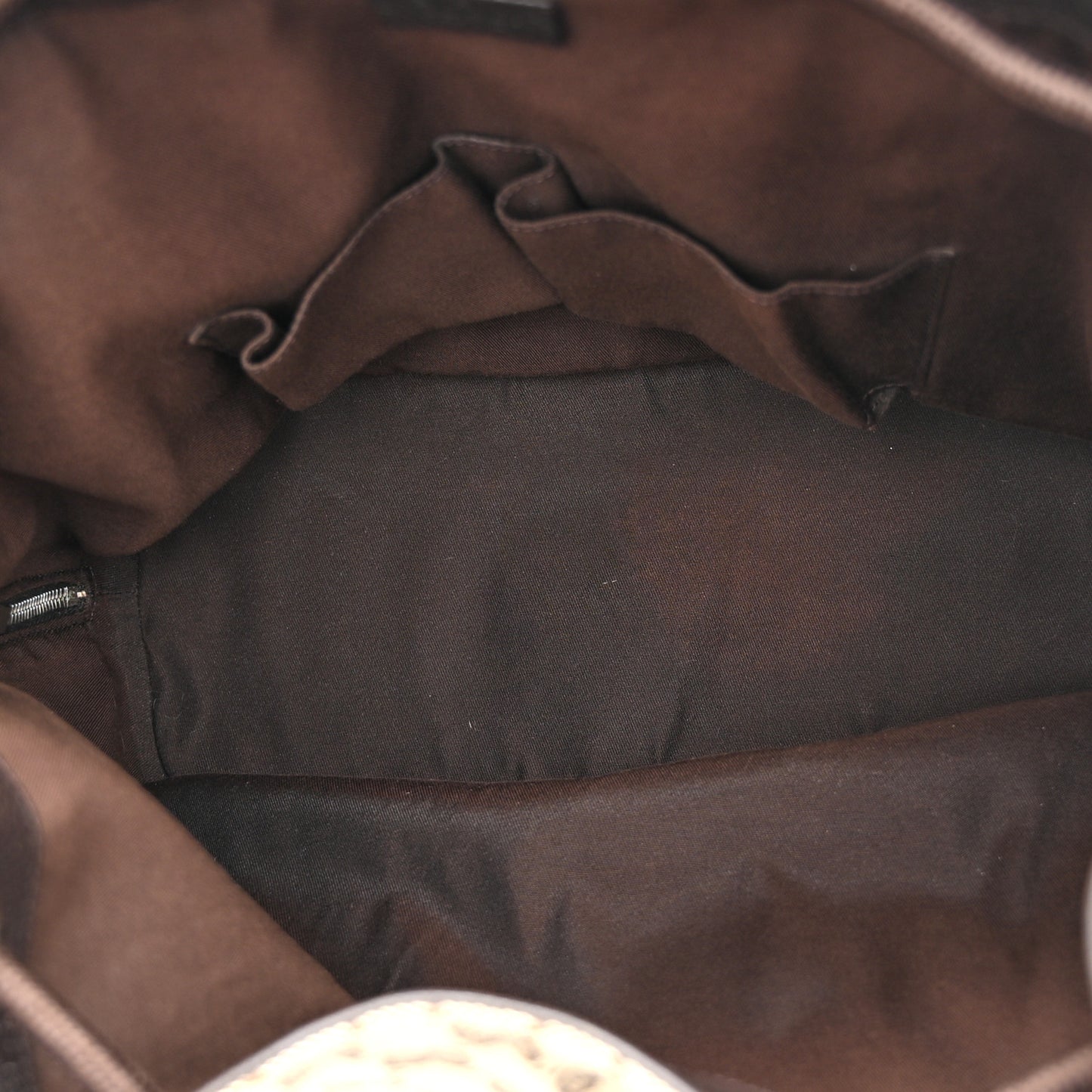 Monogram Dollar Calfskin O Drawstring Backpack Beige Ebony Testa di Moro Dark Chocolate