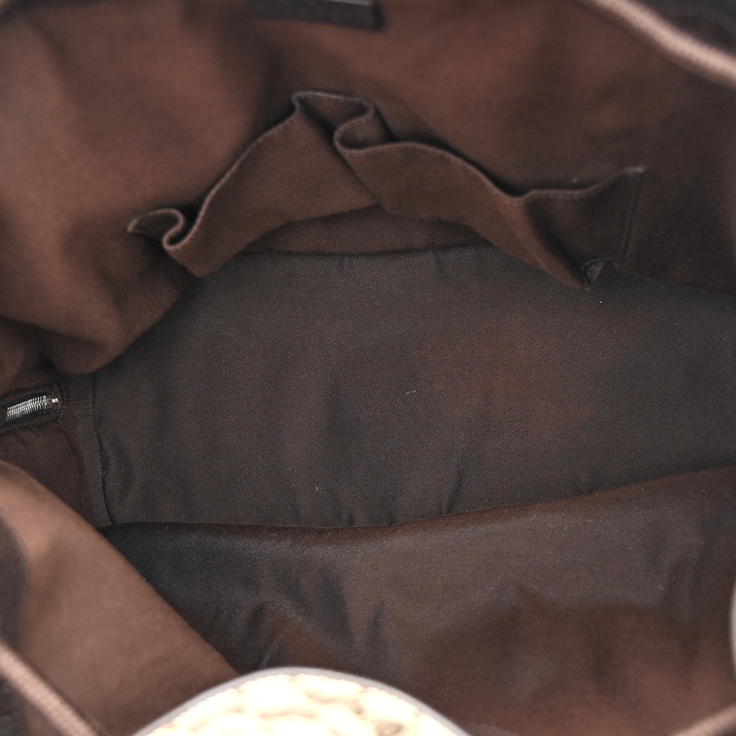 Gucci Monogram Dollar Calfskin O Drawstring Backpack Beige Ebony Testa di Moro Dark Chocolate 5 of 11