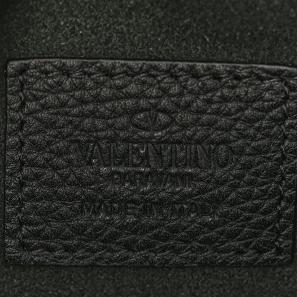 Valentino Garavani Pebbled Calfskin Medium Rockstud Envelope Flat Wristlet Pouch Black 6 of 8