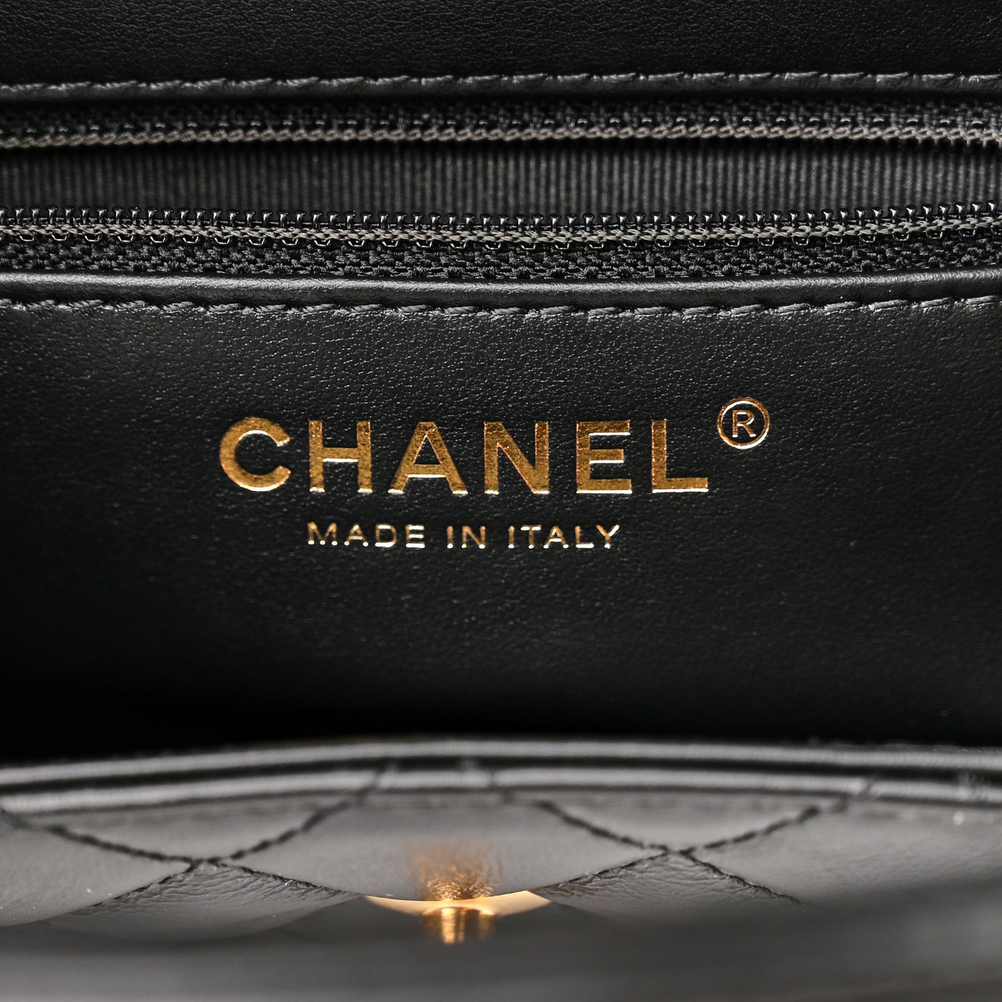 Shiny Aged Calfskin Quilted Nano Kelly Shopper Black
