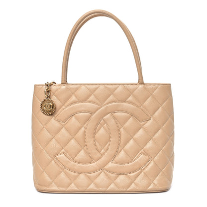 Chanel Caviar Quilted Medallion Tote Beige 1 of 13