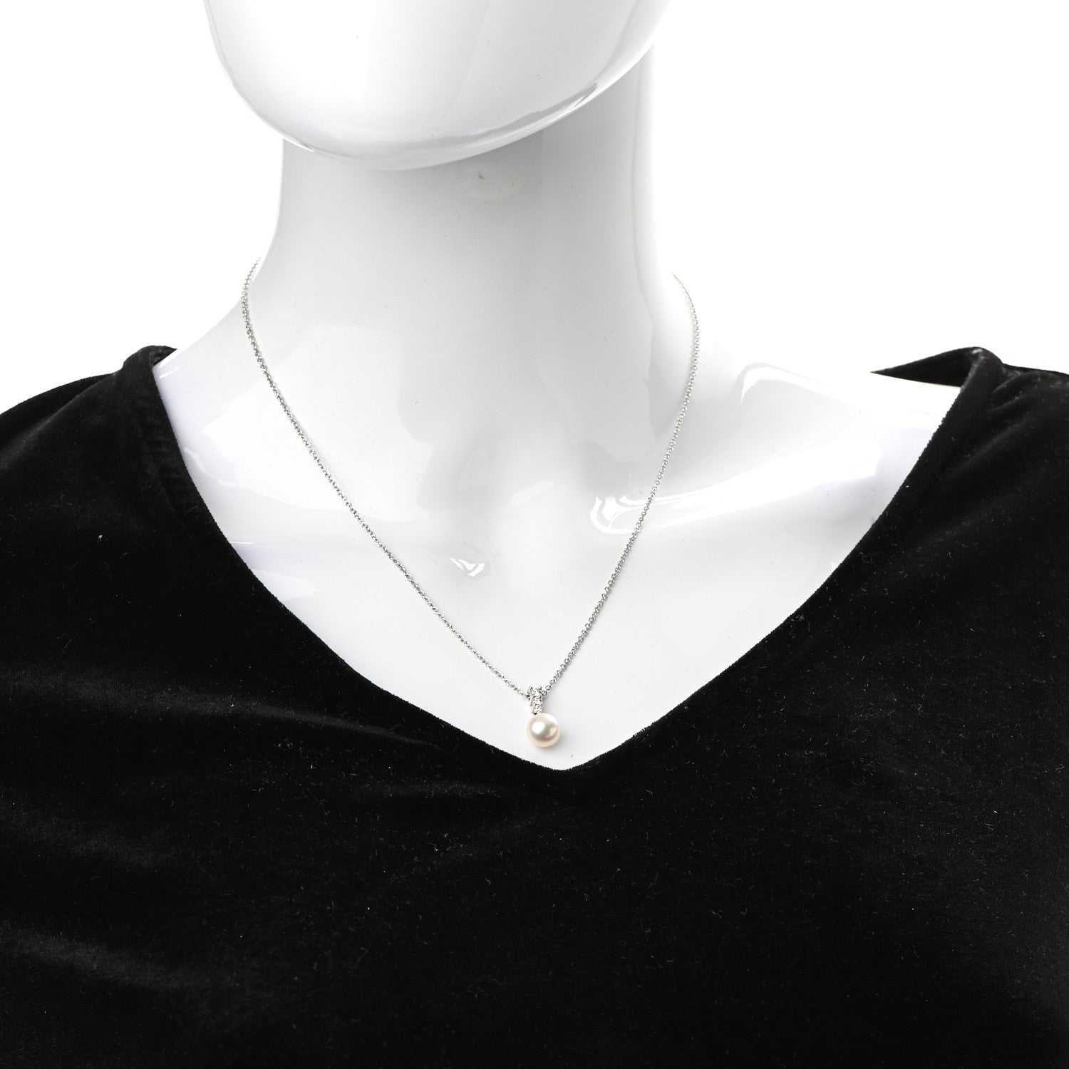 Mikimoto 18K White Gold Diamond Akoya Pearl 8mm Morning Dew Pendant Necklace 2 of 7