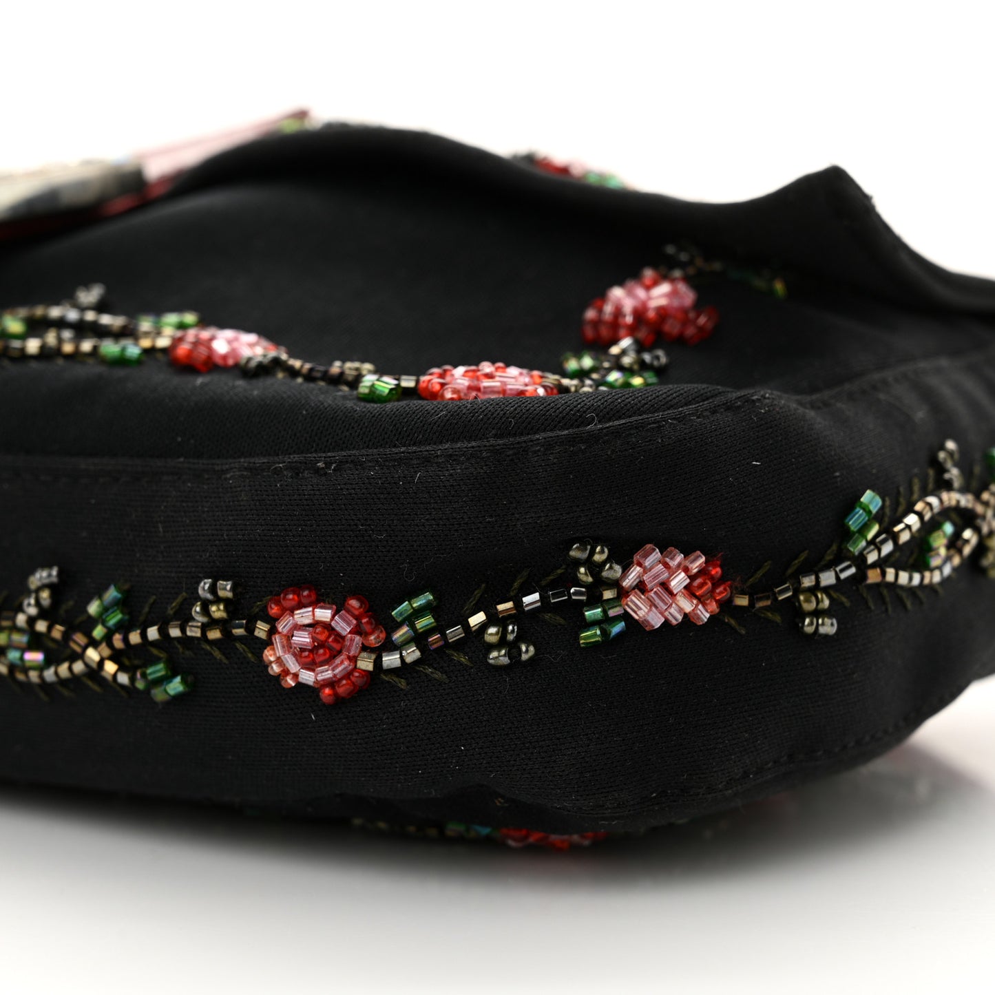 Neoprene Lizard Beaded Crystal Baguette Black Red