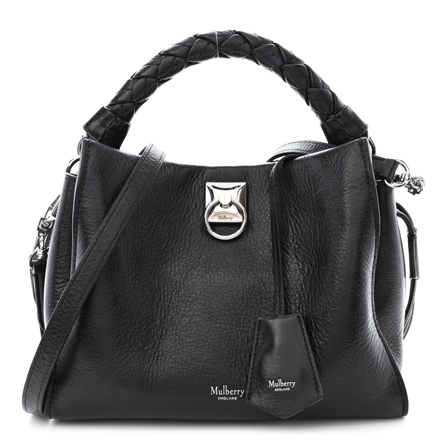 Shiny Calfskin Small Iris Tote Black