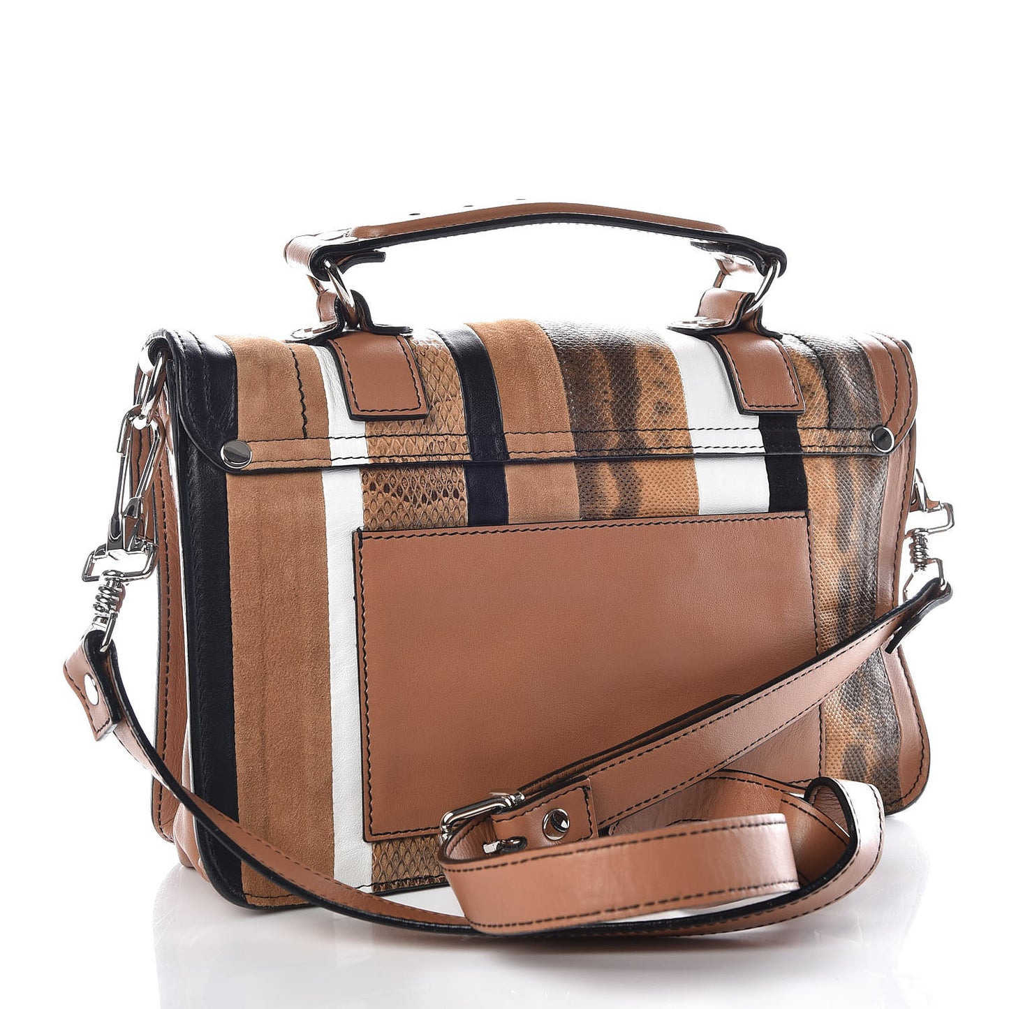 Lambskin Lizard Snakeskin Suede Tiny PS1 Exotic Stripe Mix Satchel Dune