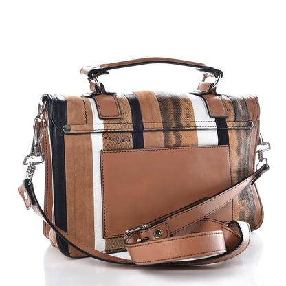 Proenza Schouler Lambskin Lizard Snakeskin Suede Tiny PS1 Exotic Stripe Mix Satchel Dune 3 of 9