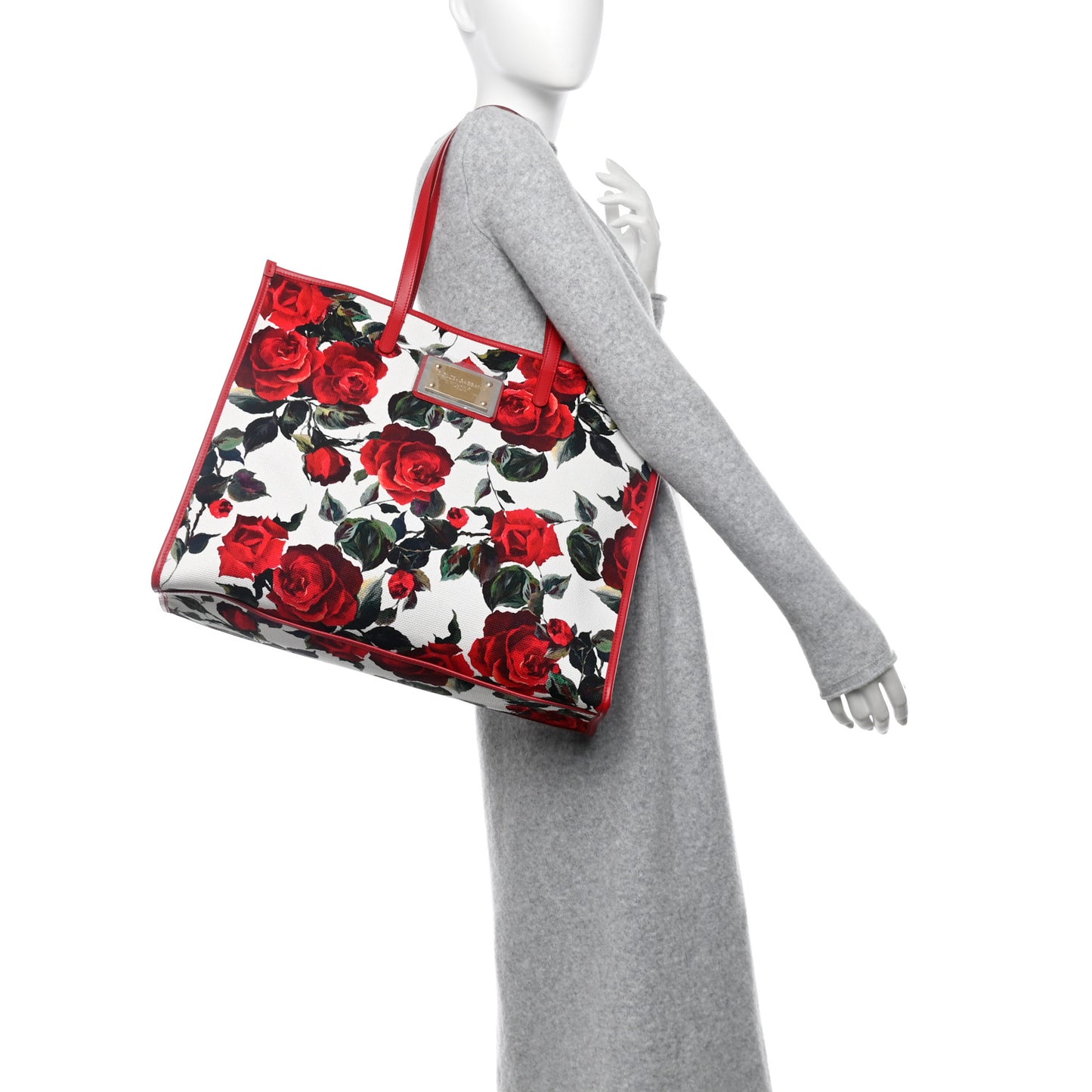 Canvas Roses Large Shopper Tote Red Multicolor
