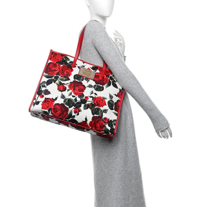Dolce & Gabbana Canvas Roses Large Shopper Tote Red Multicolor 2 of 10