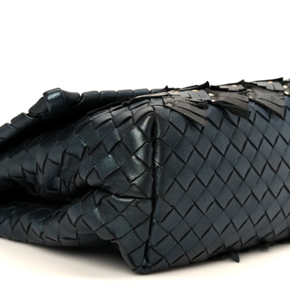Bottega Veneta Metallic Nappa Intrecciato Fringe Studded Olimpia Bag Blue Black Blue Black 10 of 11