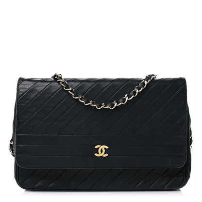 Chanel Lambskin Diagonal Quilted Small Single Flap Black 1 of 16