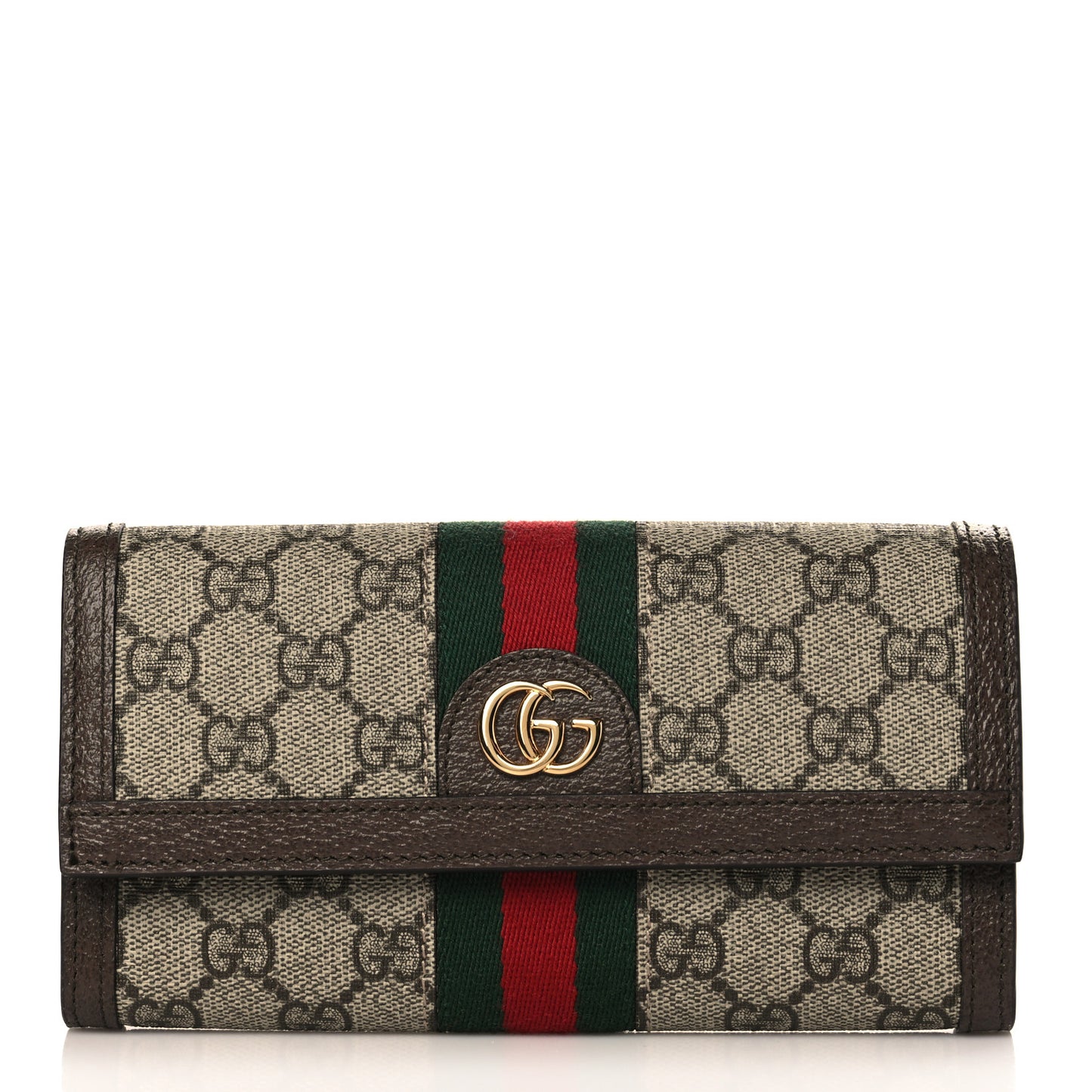 GG Supreme Monogram Web Ophidia Continental Wallet Brown