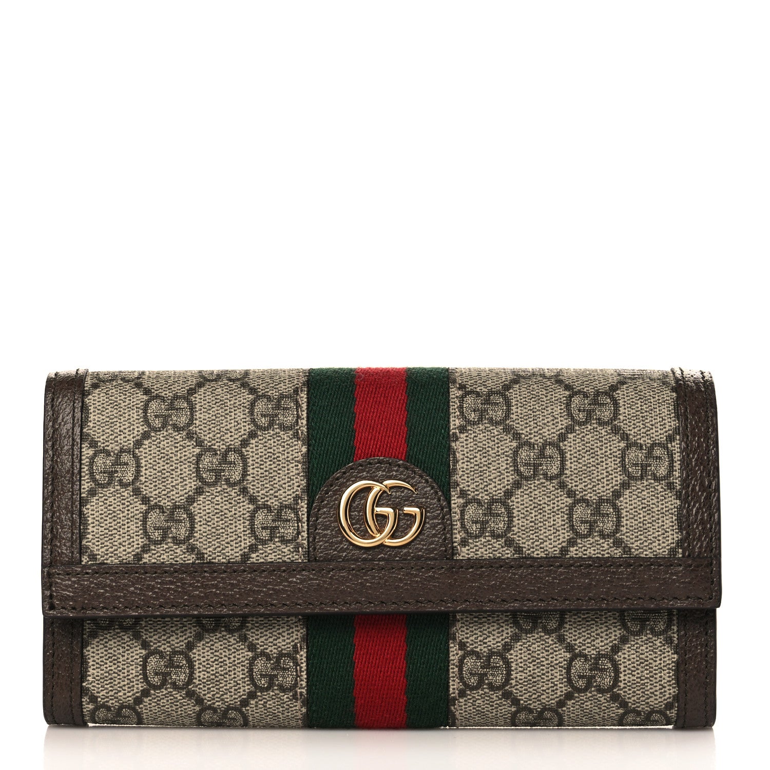 Gucci GG Supreme Monogram Web Ophidia Continental Wallet Brown 1 of 7