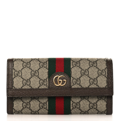Gucci GG Supreme Monogram Web Ophidia Continental Wallet Brown 1 of 7