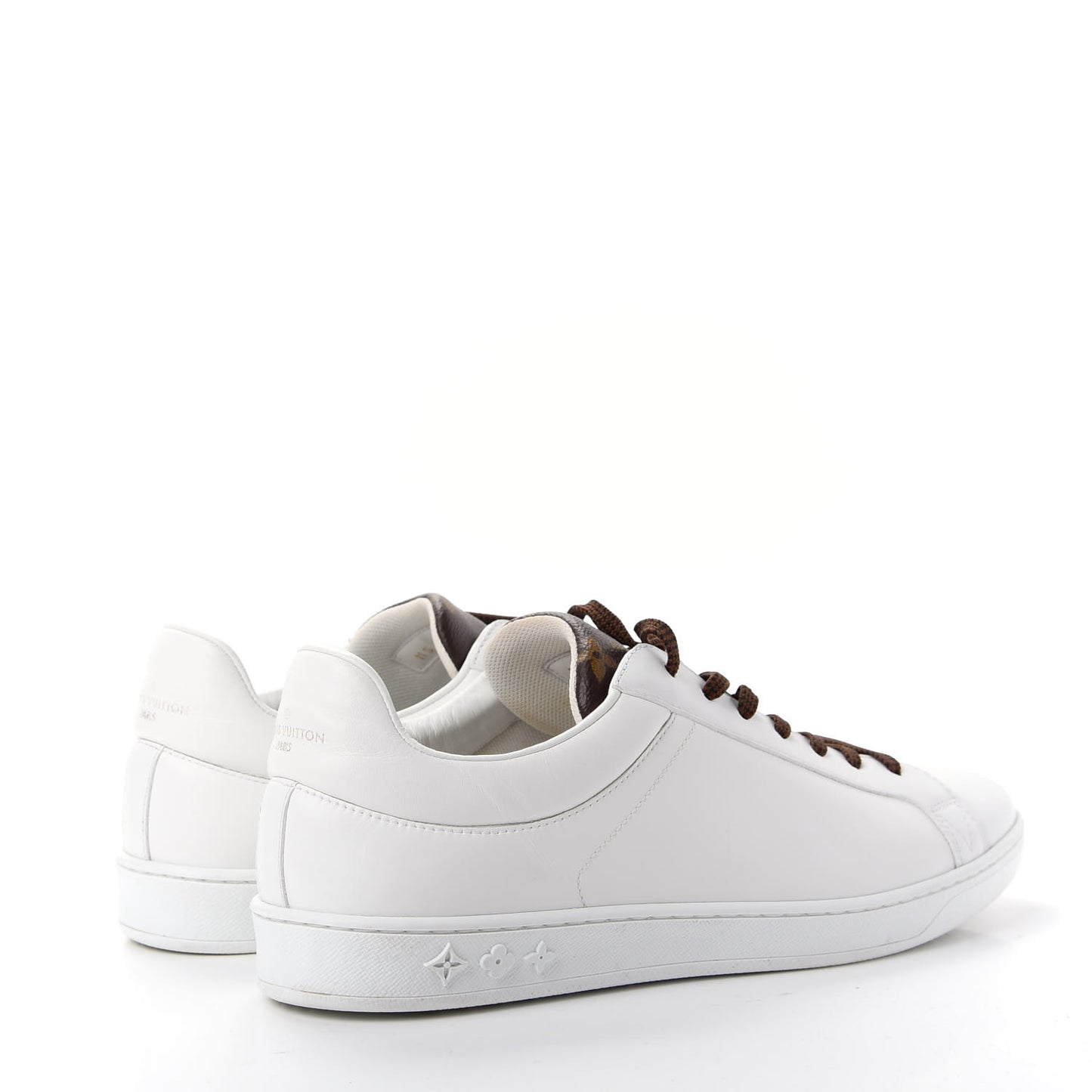 Mens Calfskin Monogram Luxembourg Sneakers 7.5 White