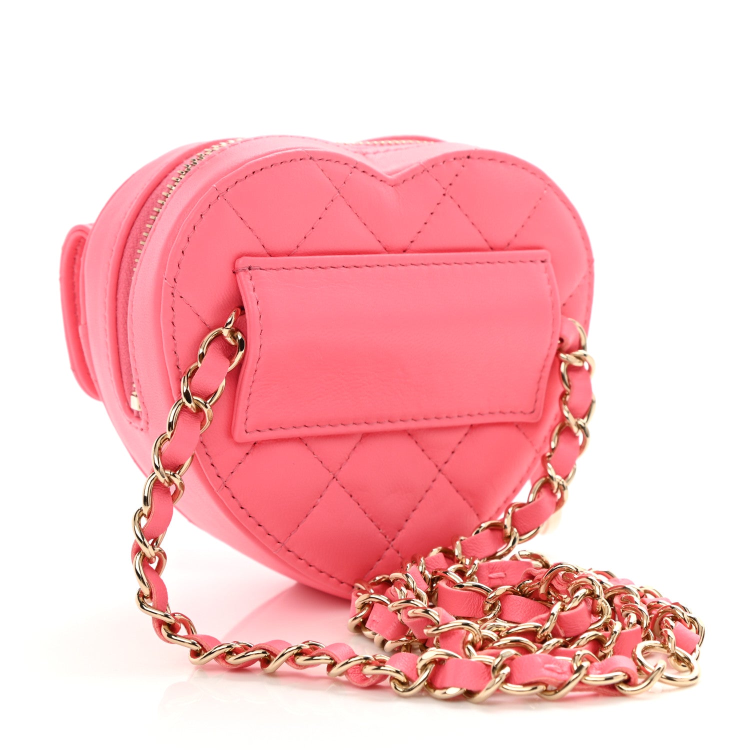 Chanel Lambskin Quilted CC In Love Heart Waist Belt Bag With Chain Pink 3 of 9